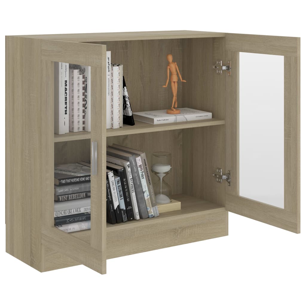 Modern Wooden 2 Glass Doors Vitrine Storage Cabinet Dining Room Unit
