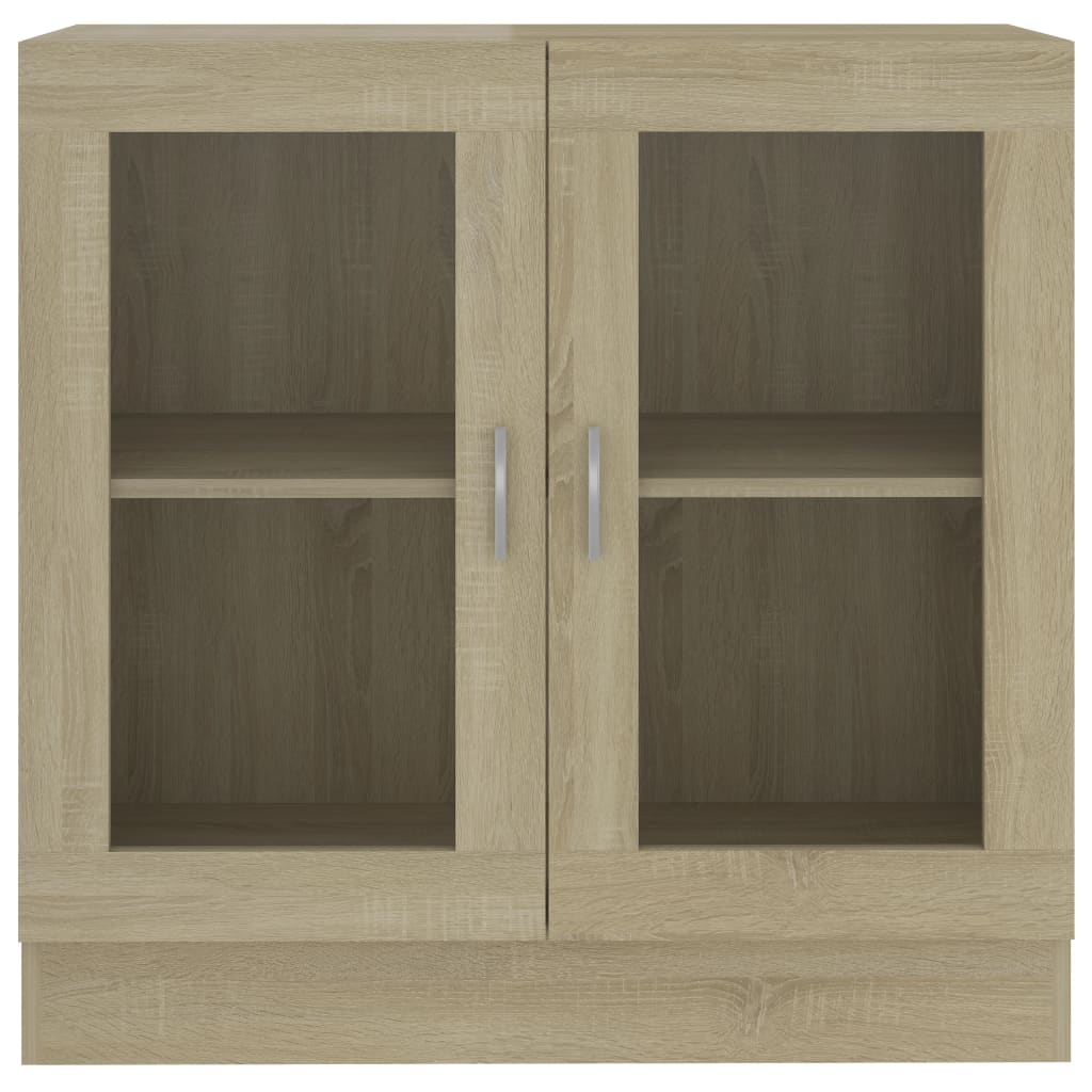 Modern Wooden 2 Glass Doors Vitrine Storage Cabinet Dining Room Unit