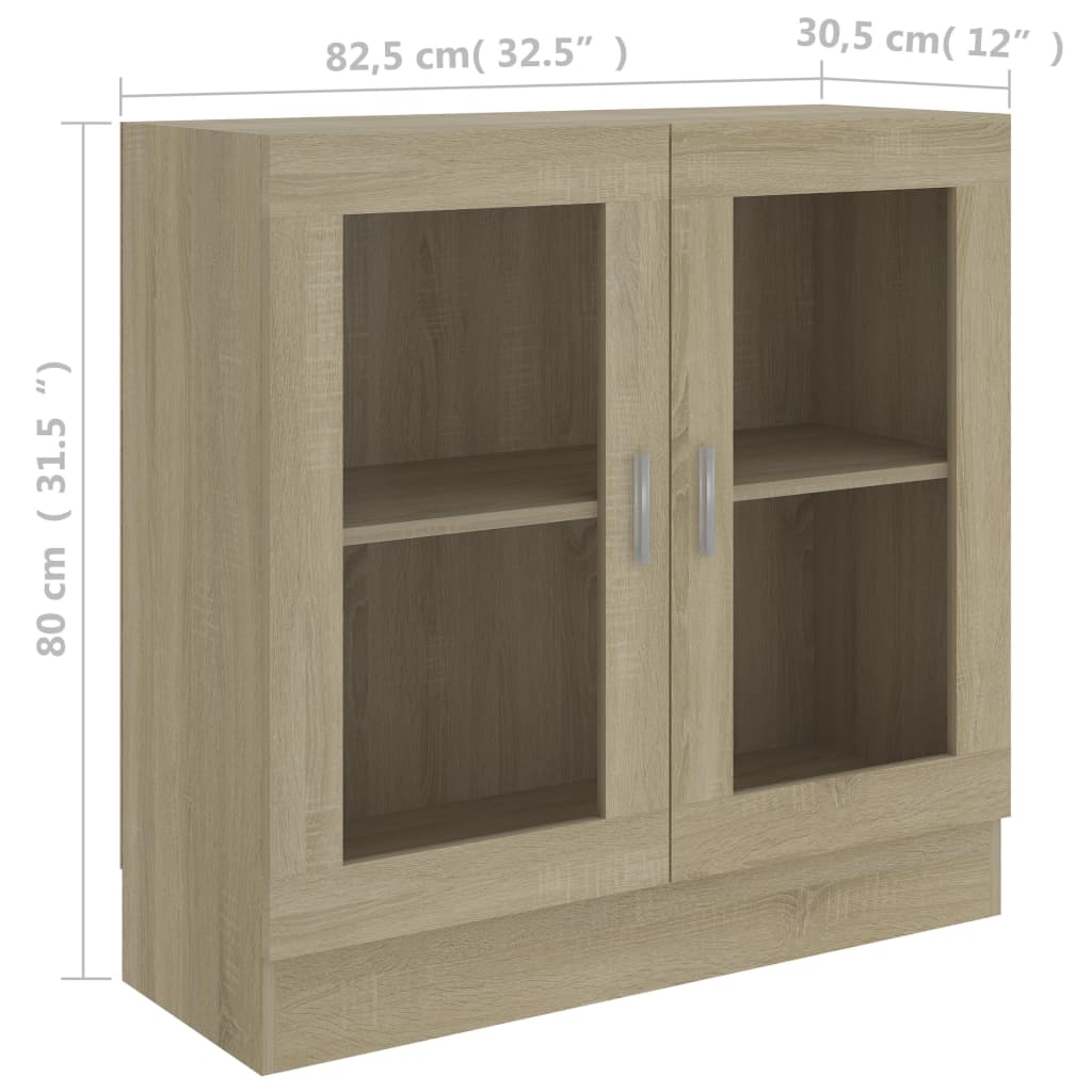 Modern Wooden 2 Glass Doors Vitrine Storage Cabinet Dining Room Unit