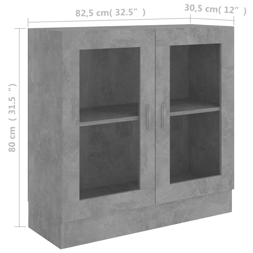 Modern Wooden 2 Glass Doors Vitrine Storage Cabinet Dining Room Unit