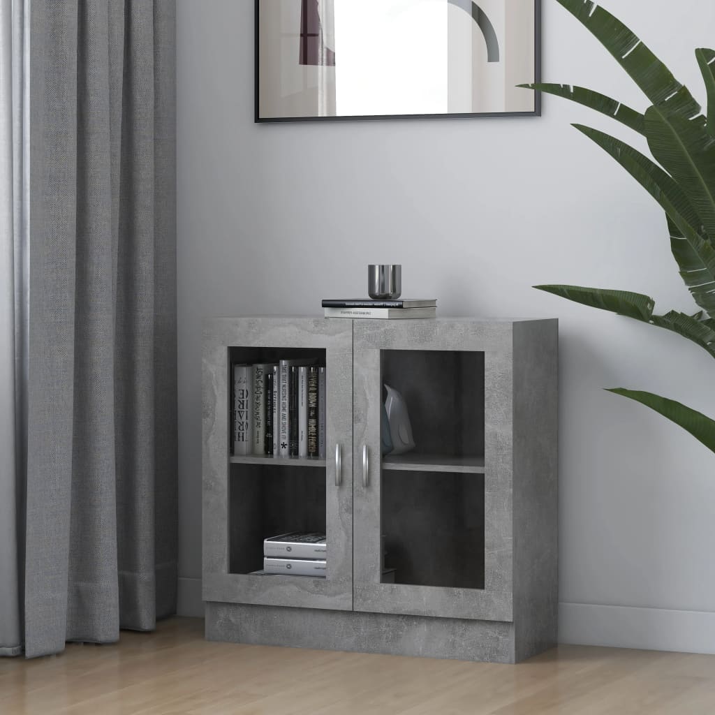 Modern Wooden 2 Glass Doors Vitrine Storage Cabinet Dining Room Unit