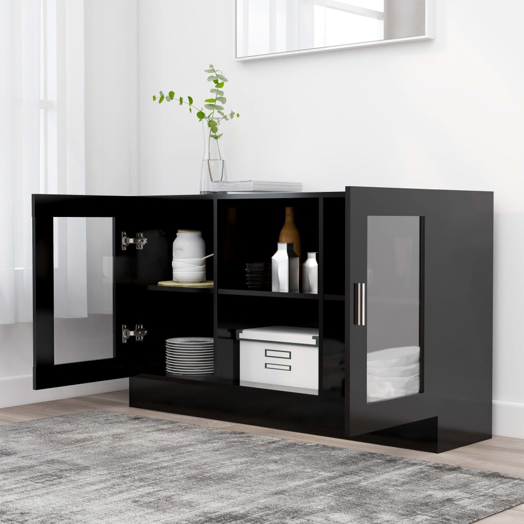 Modern Wooden Vitrine Storage Cabinet Unit With Glass Doors Glazed Display Wood