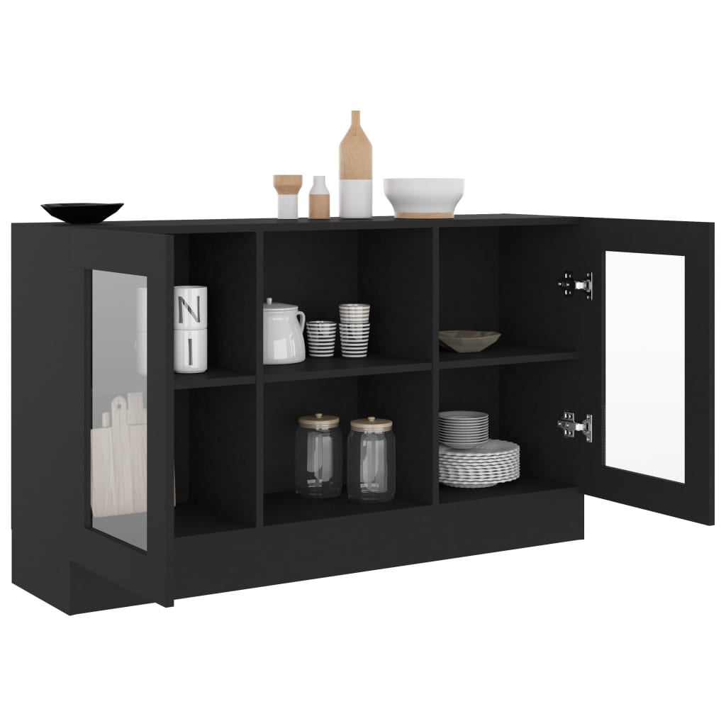 Modern Wooden Vitrine Storage Cabinet Unit With Glass Doors Glazed Display Wood