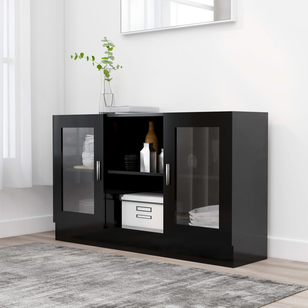 Modern Wooden Vitrine Storage Cabinet Unit With Glass Doors Glazed Display Wood