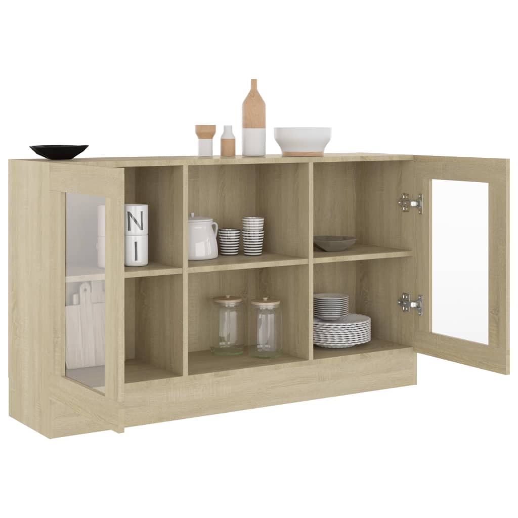 Modern Wooden Vitrine Storage Cabinet Unit With Glass Doors Glazed Display Wood