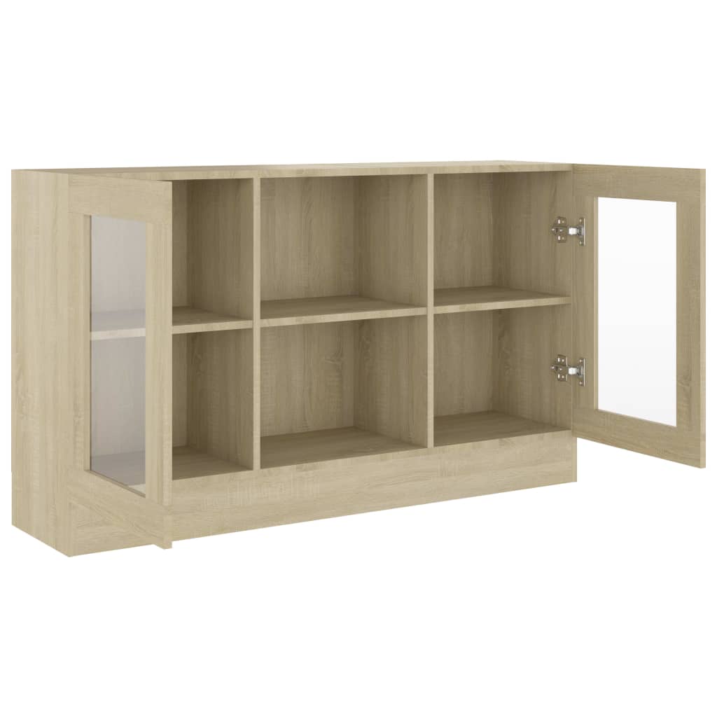 Modern Wooden Vitrine Storage Cabinet Unit With Glass Doors Glazed Display Wood