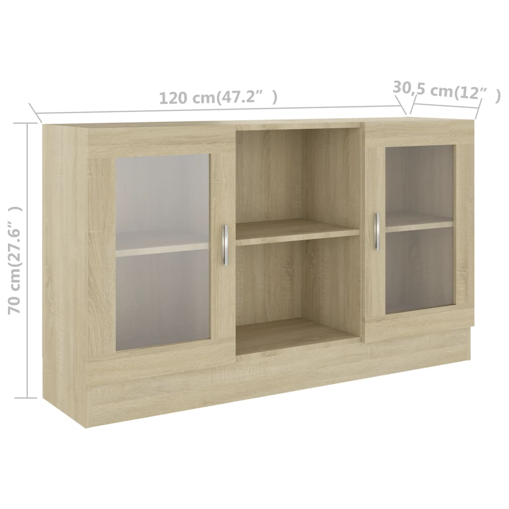 Modern Wooden Vitrine Storage Cabinet Unit With Glass Doors Glazed Display Wood