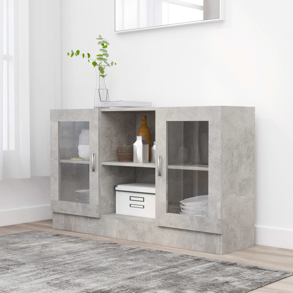 Modern Wooden Vitrine Storage Cabinet Unit With Glass Doors Glazed Display Wood