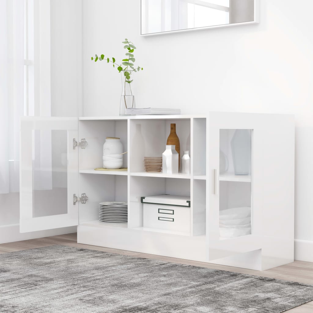 Modern Wooden Vitrine Storage Cabinet Unit With Glass Doors Glazed Display Wood