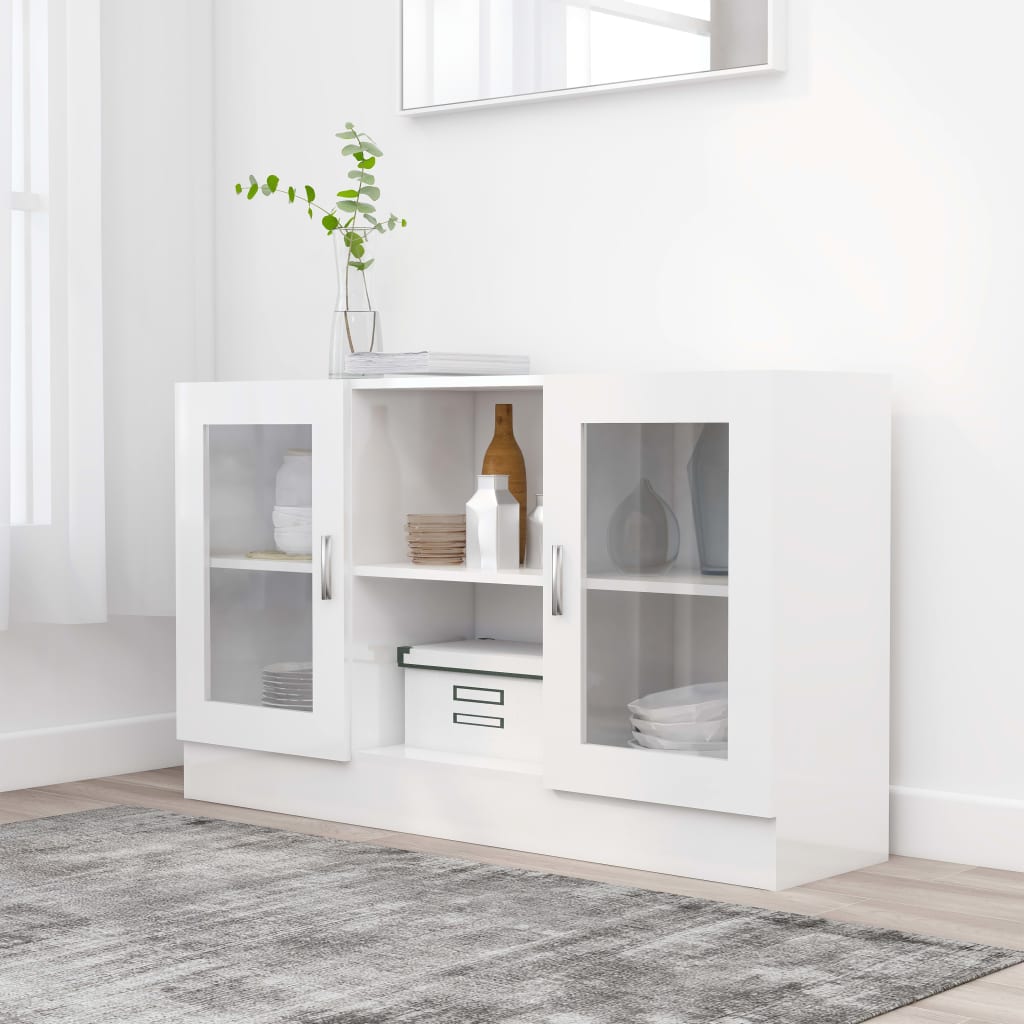Modern Wooden Vitrine Storage Cabinet Unit With Glass Doors Glazed Display Wood