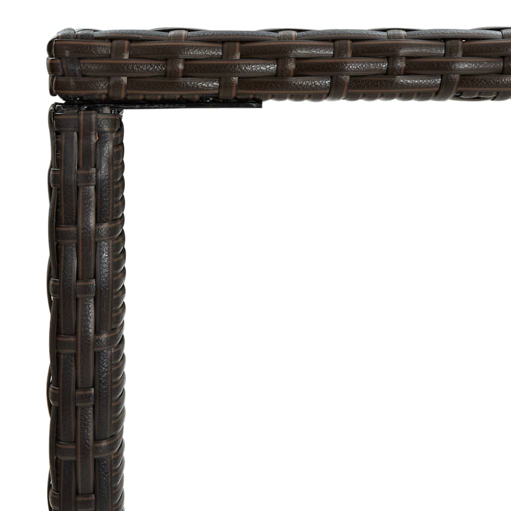 Outdoor Patio Poly Rattan Square Garden Bar Table With Glass Top Outside Tables
