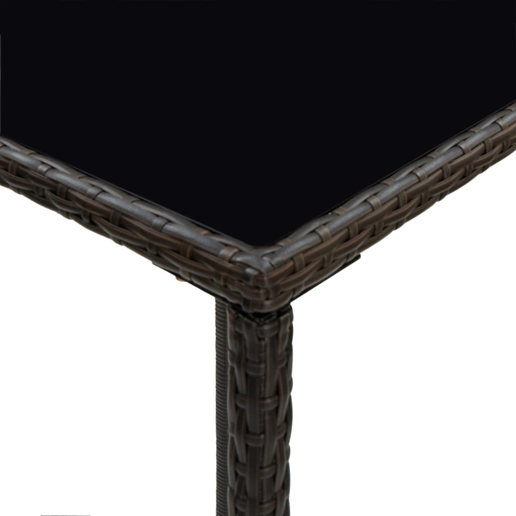 Outdoor Patio Poly Rattan Square Garden Bar Table With Glass Top Outside Tables