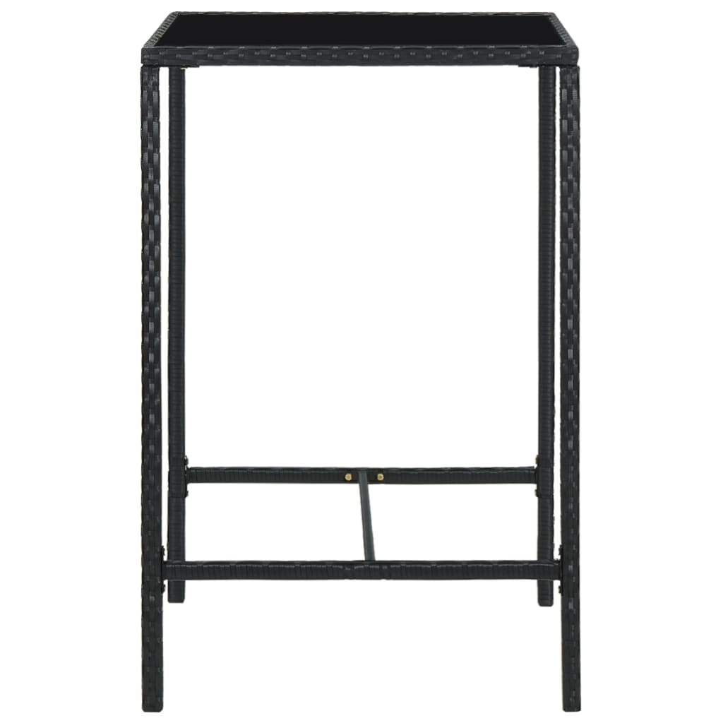 Outdoor Patio Poly Rattan Square Garden Bar Table With Glass Top Outside Tables