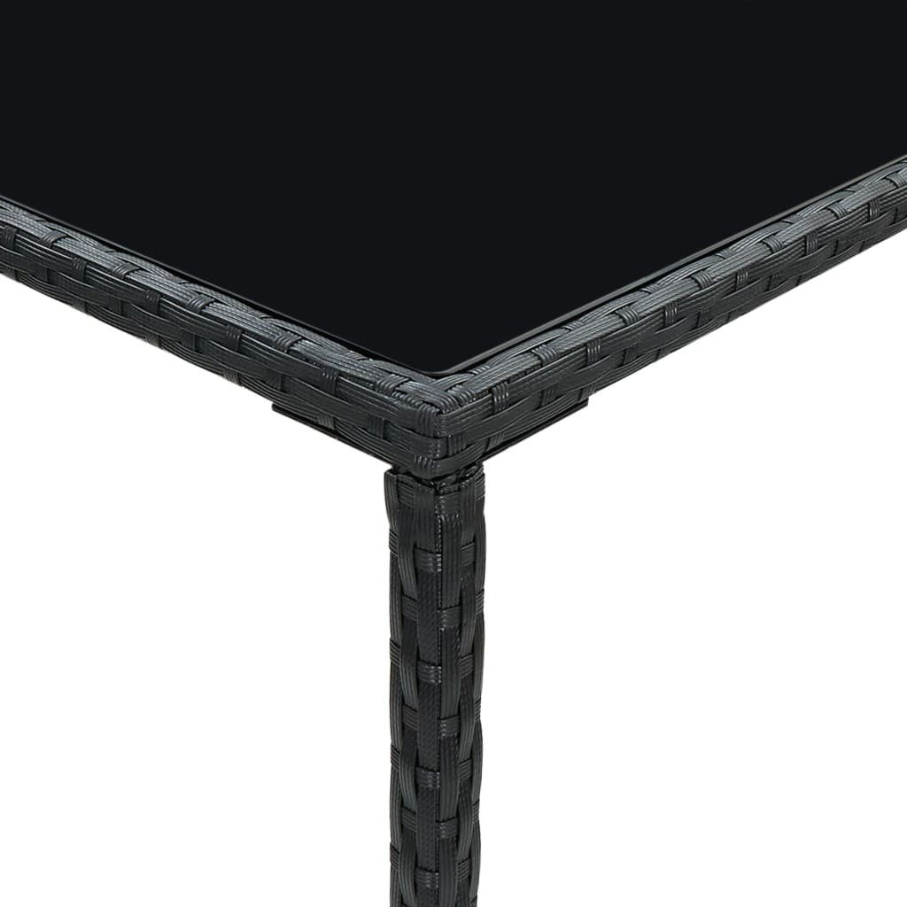 Outdoor Patio Poly Rattan Square Garden Bar Table With Glass Top Outside Tables