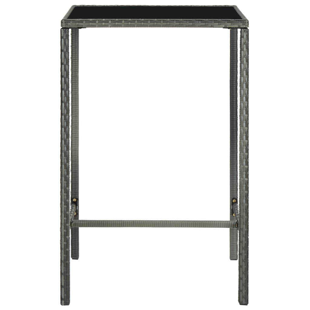 Outdoor Patio Poly Rattan Square Garden Bar Table With Glass Top Outside Tables