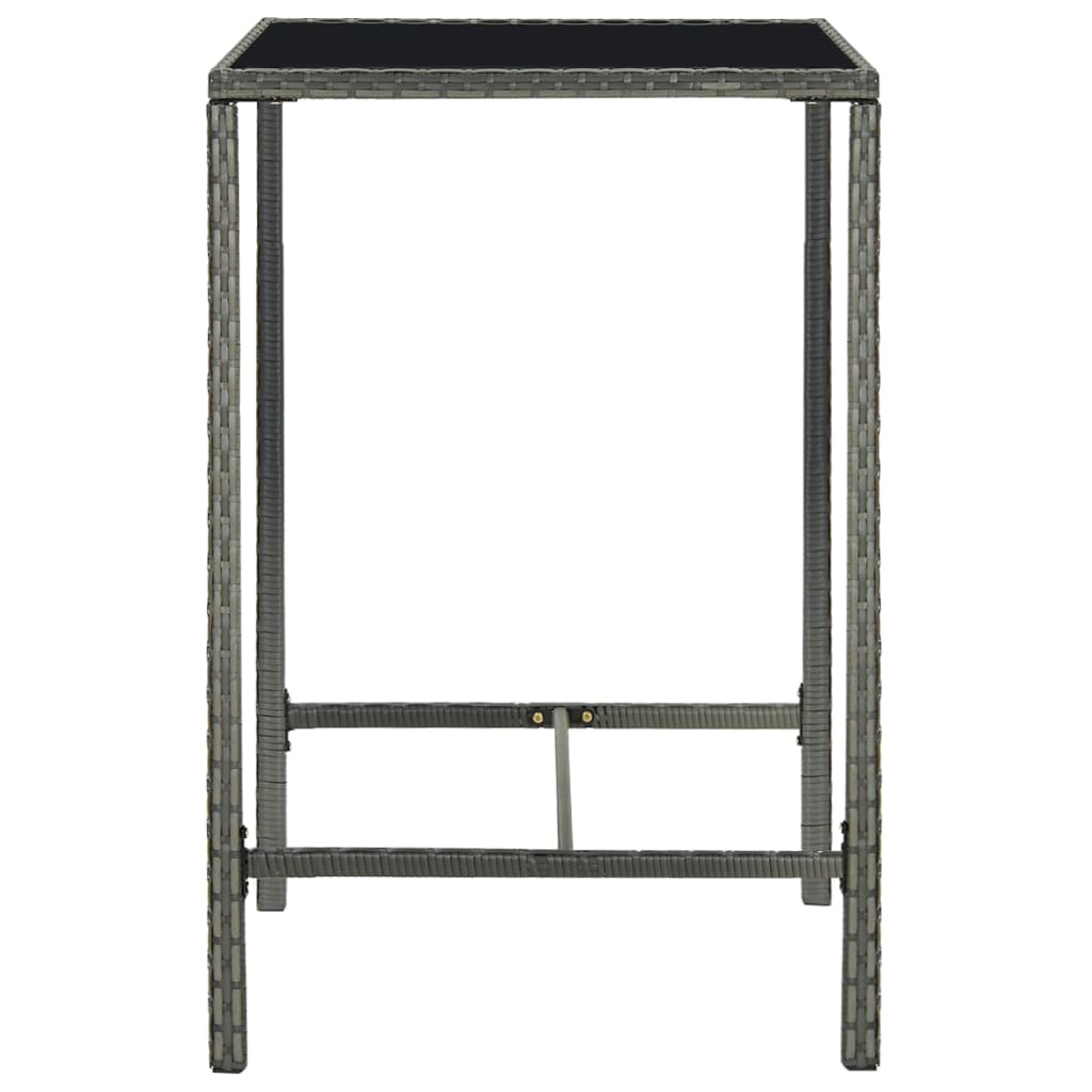 Outdoor Patio Poly Rattan Square Garden Bar Table With Glass Top Outside Tables