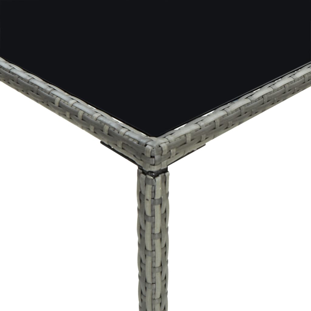 Outdoor Patio Poly Rattan Square Garden Bar Table With Glass Top Outside Tables