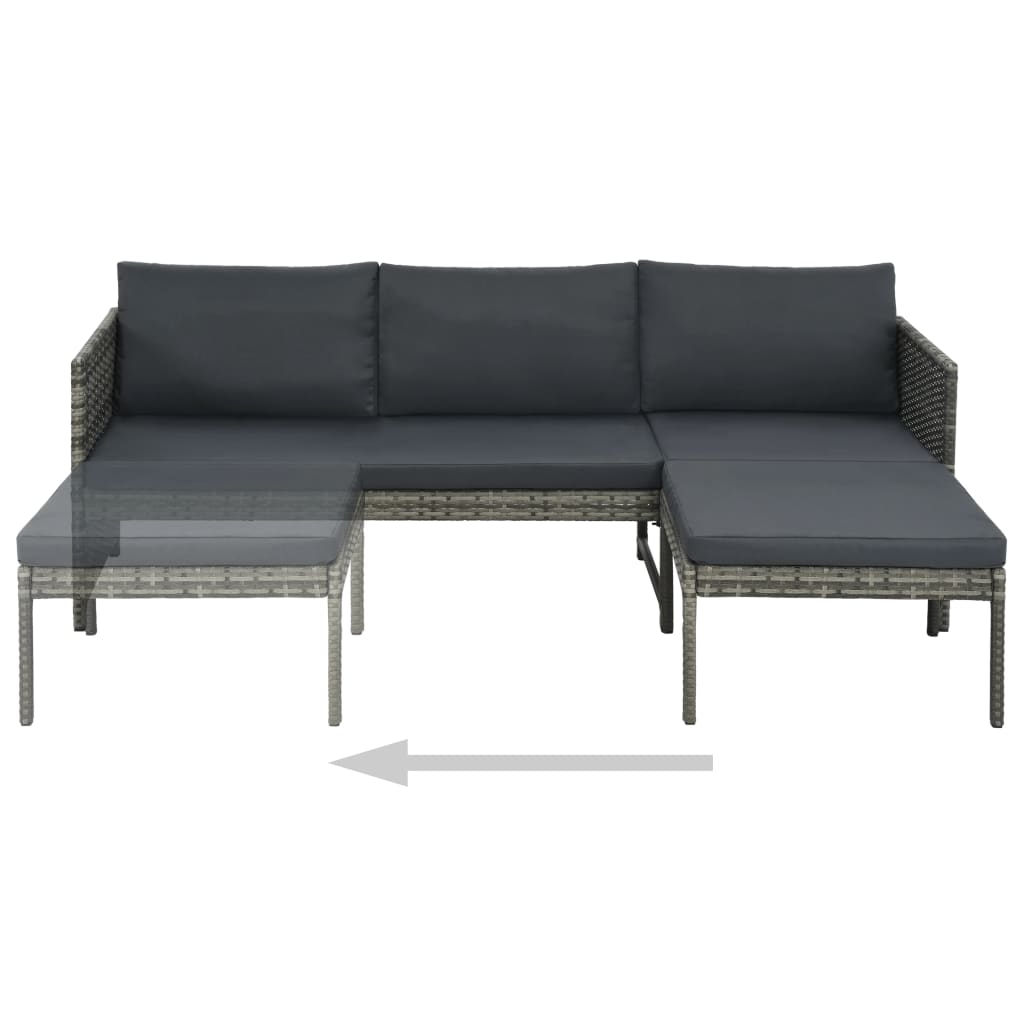 Outdoor Patio 3 Piece Poly Rattan Garden Furniture Lounge Set Corner Sofa Table