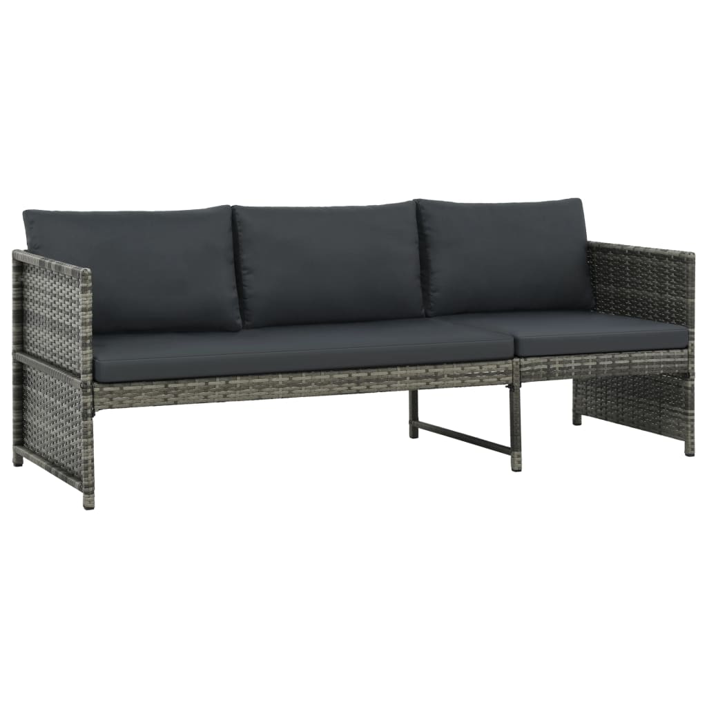 Outdoor Patio 3 Piece Poly Rattan Garden Furniture Lounge Set Corner Sofa Table