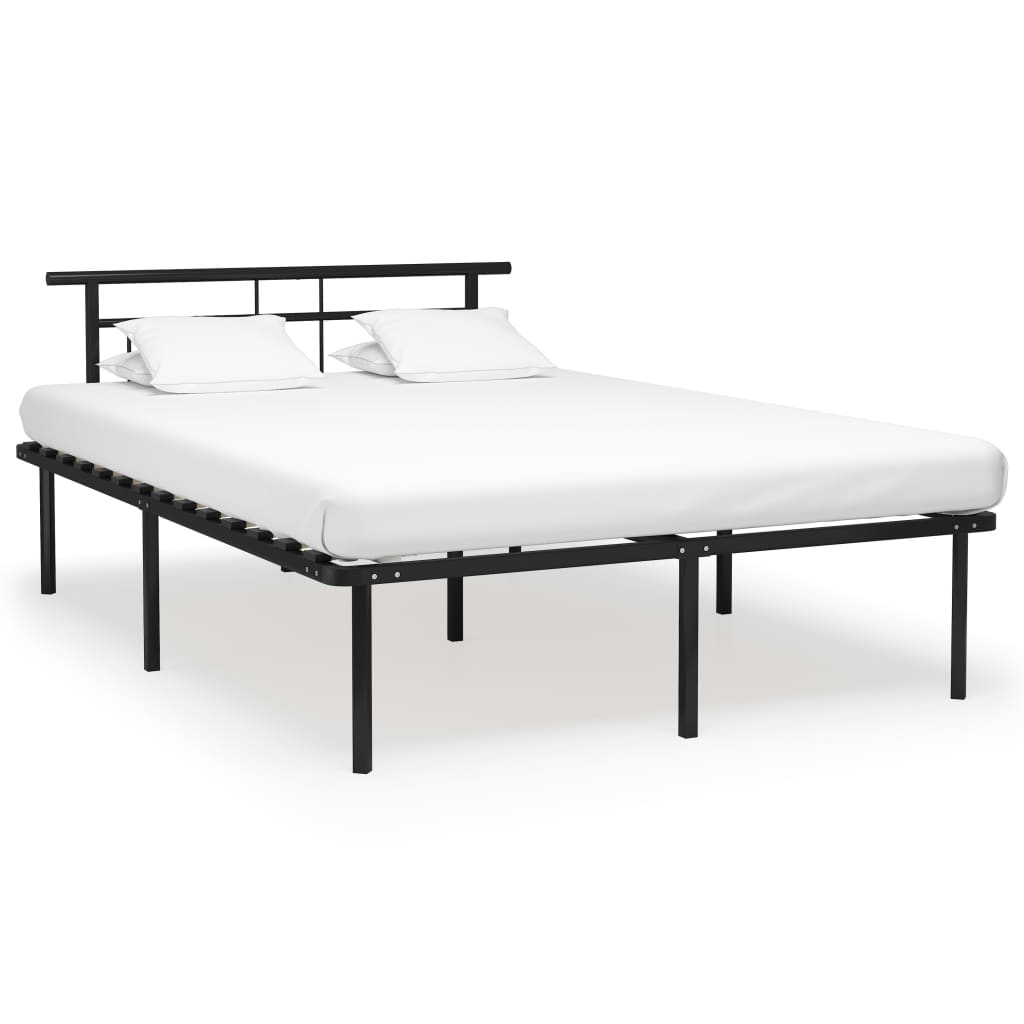 Bed Frame without Mattress Black Metal 140x200cm