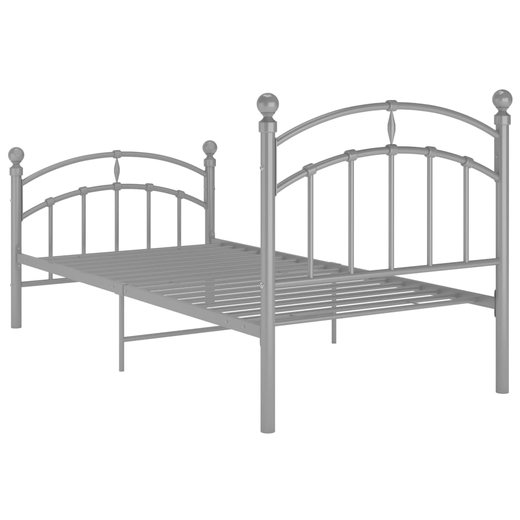 Bed Frame without Mattress Grey Metal 100x200 cm