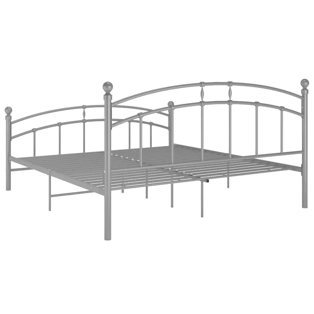 Bed Frame without Mattress Grey Metal 180x200 cm Super King