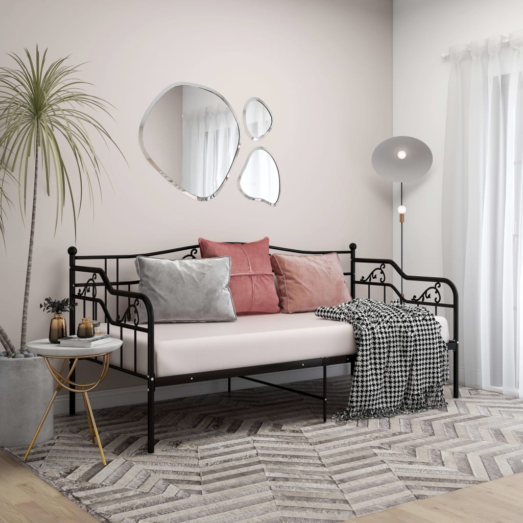 Sofa Bed Frame without Mattress Black Metal 90x200 cm