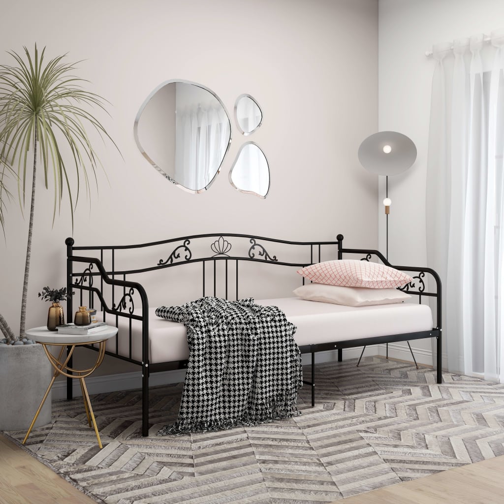 Sofa Bed Frame without Mattress Black Metal 90x200 cm