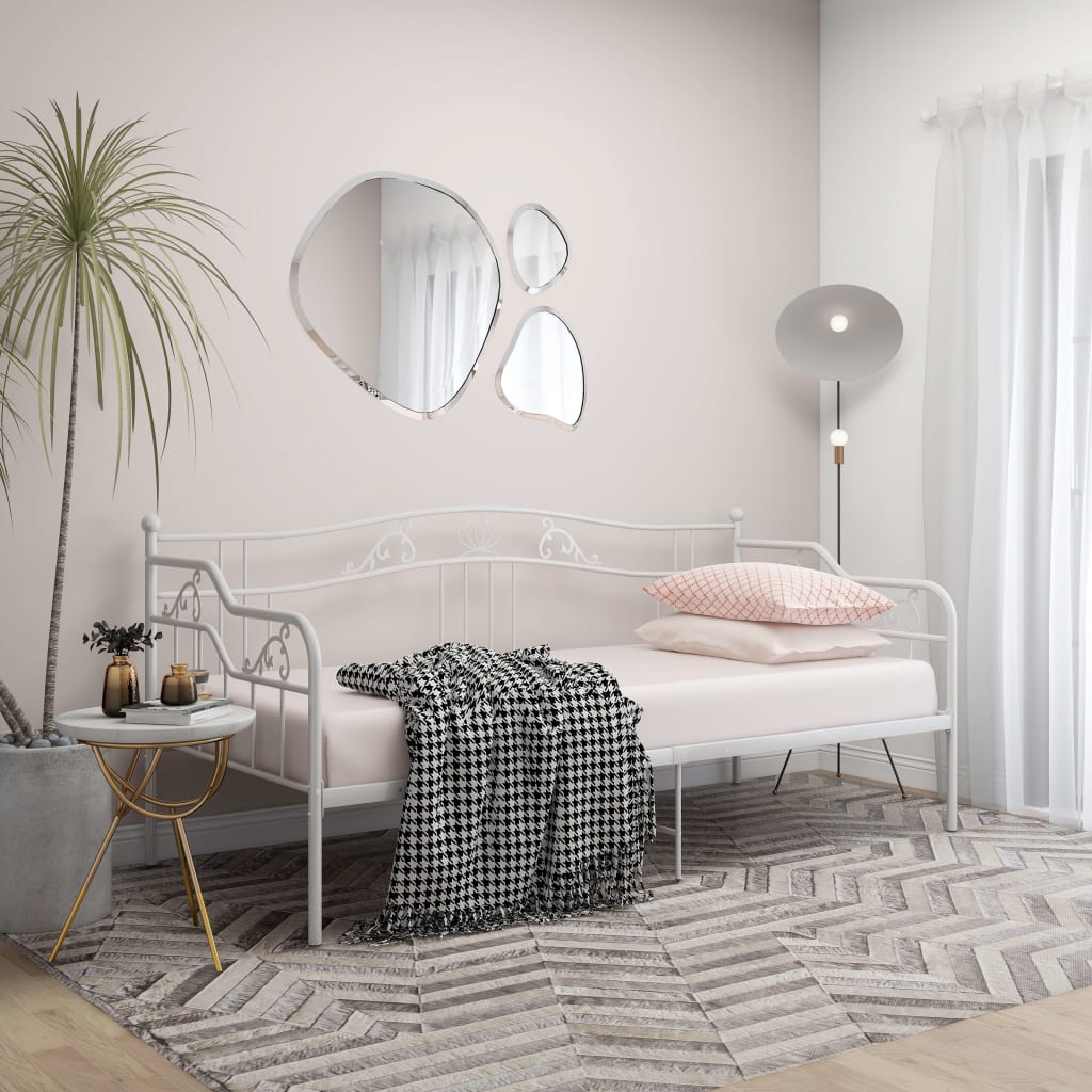 Sofa Bed Frame without Mattress White Metal 90x200 cm