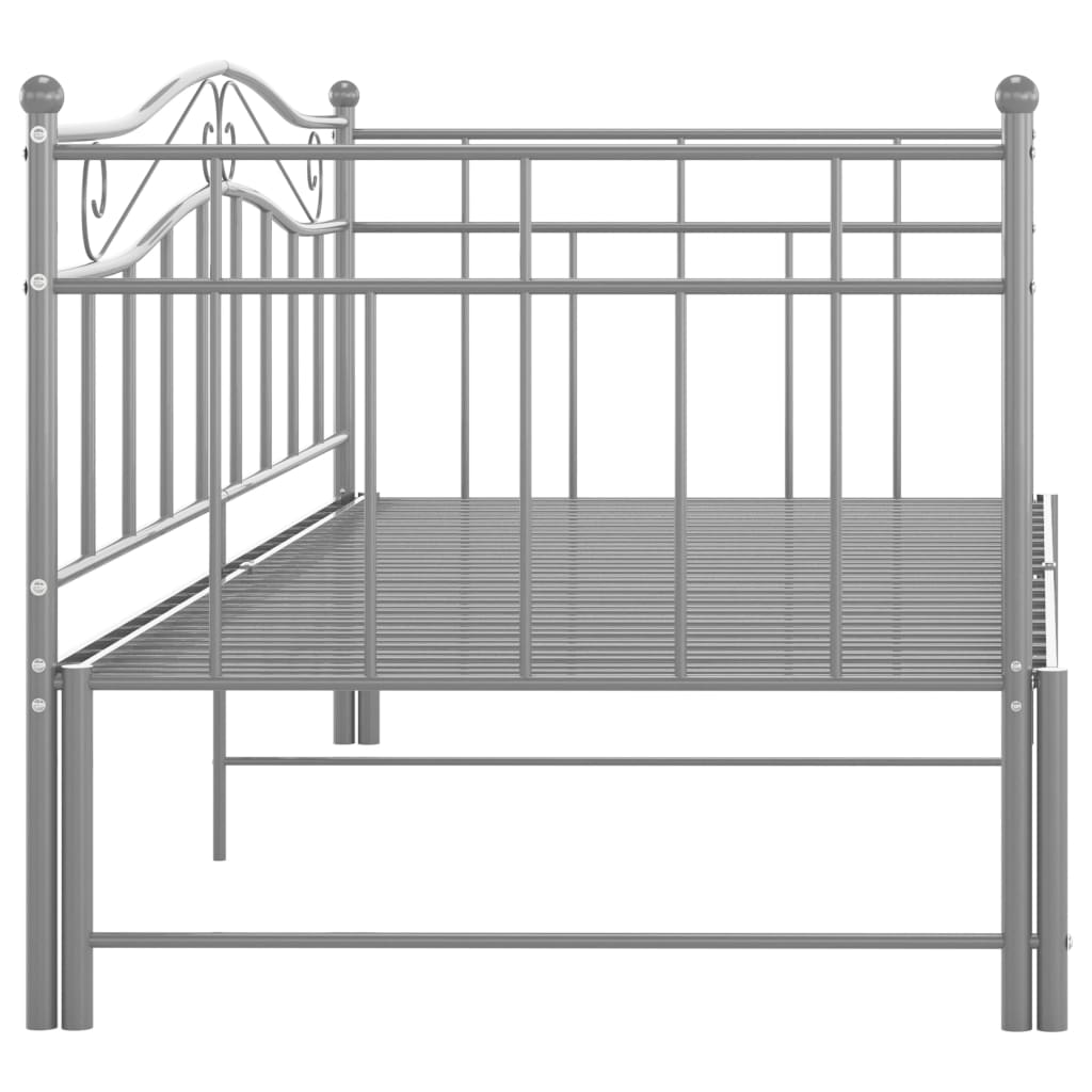 Pull-out Sofa Bed Frame without Mattress Grey Metal 90x200 cm