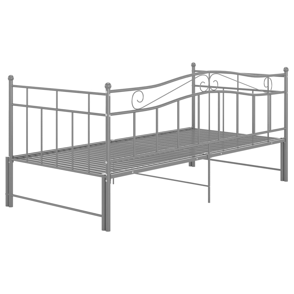 Pull-out Sofa Bed Frame without Mattress Grey Metal 90x200 cm