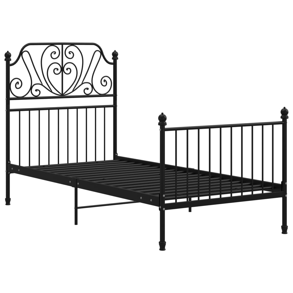 Bed Frame without Mattress Black Metal 90x200 cm