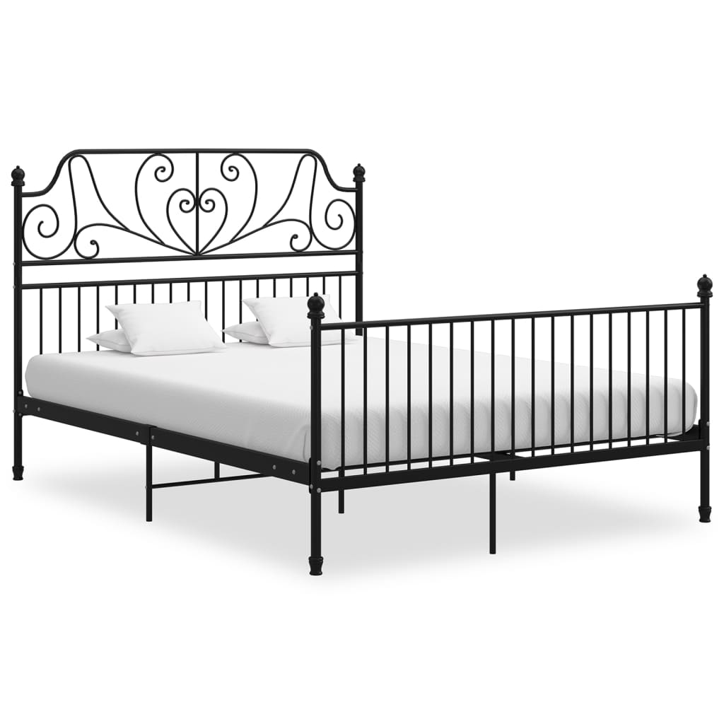 Bed Frame without Mattress Black Metal 140x200 cm