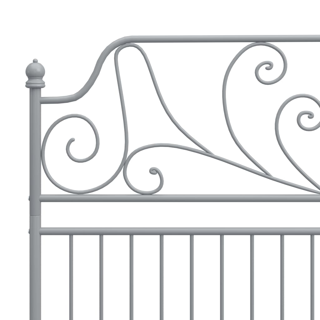 Bed Frame without Mattress Grey Metal 140x200 cm