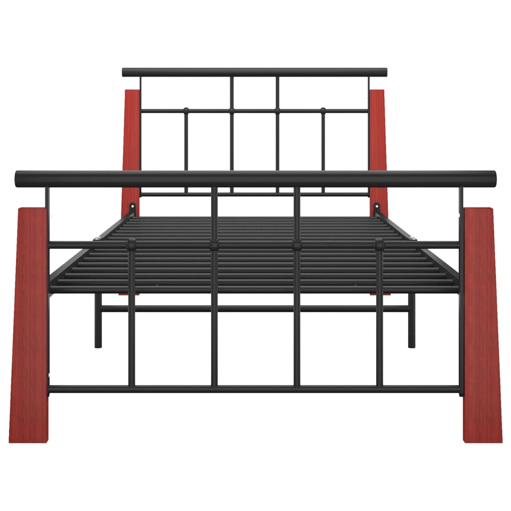 Bed Frame without Mattress Metal and Solid Oak Wood 90x200 cm