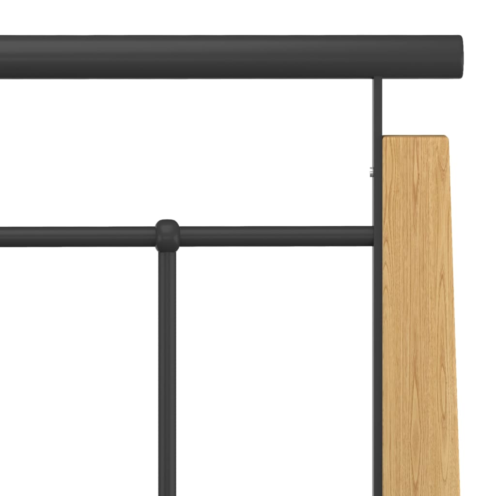 Bed Frame without Mattress Metal and Solid Oak Wood 90x200 cm