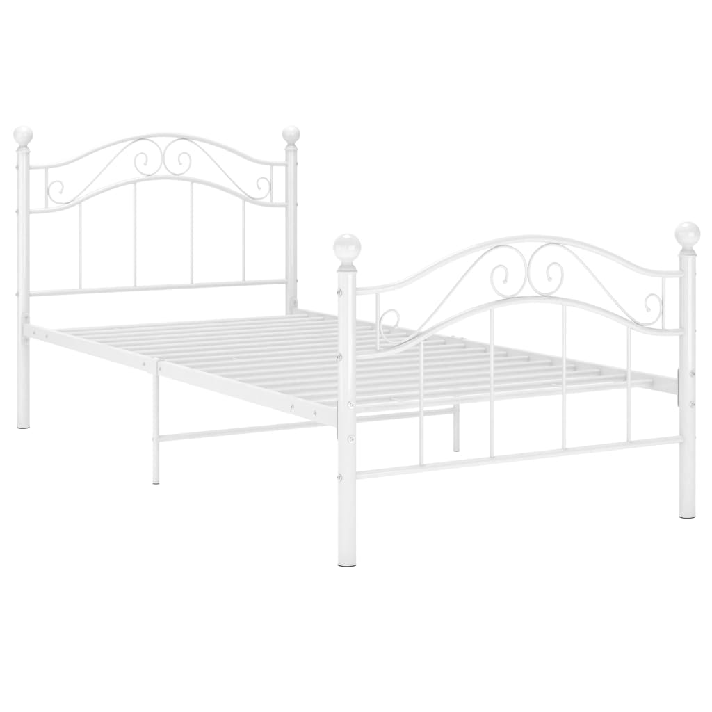 Bed Frame without Mattress White Metal 90x200 cm