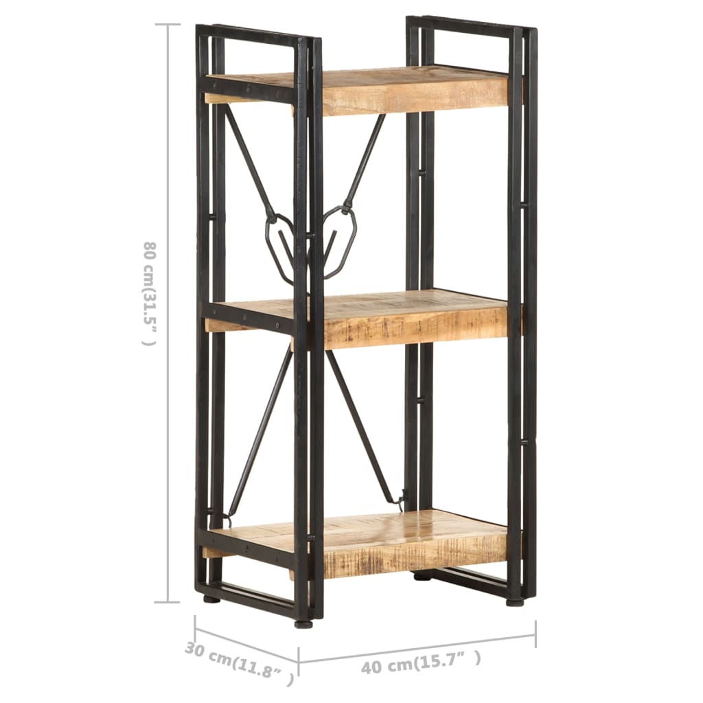 3-Tier Bookcase 40x30x80 cm Solid Mango Wood