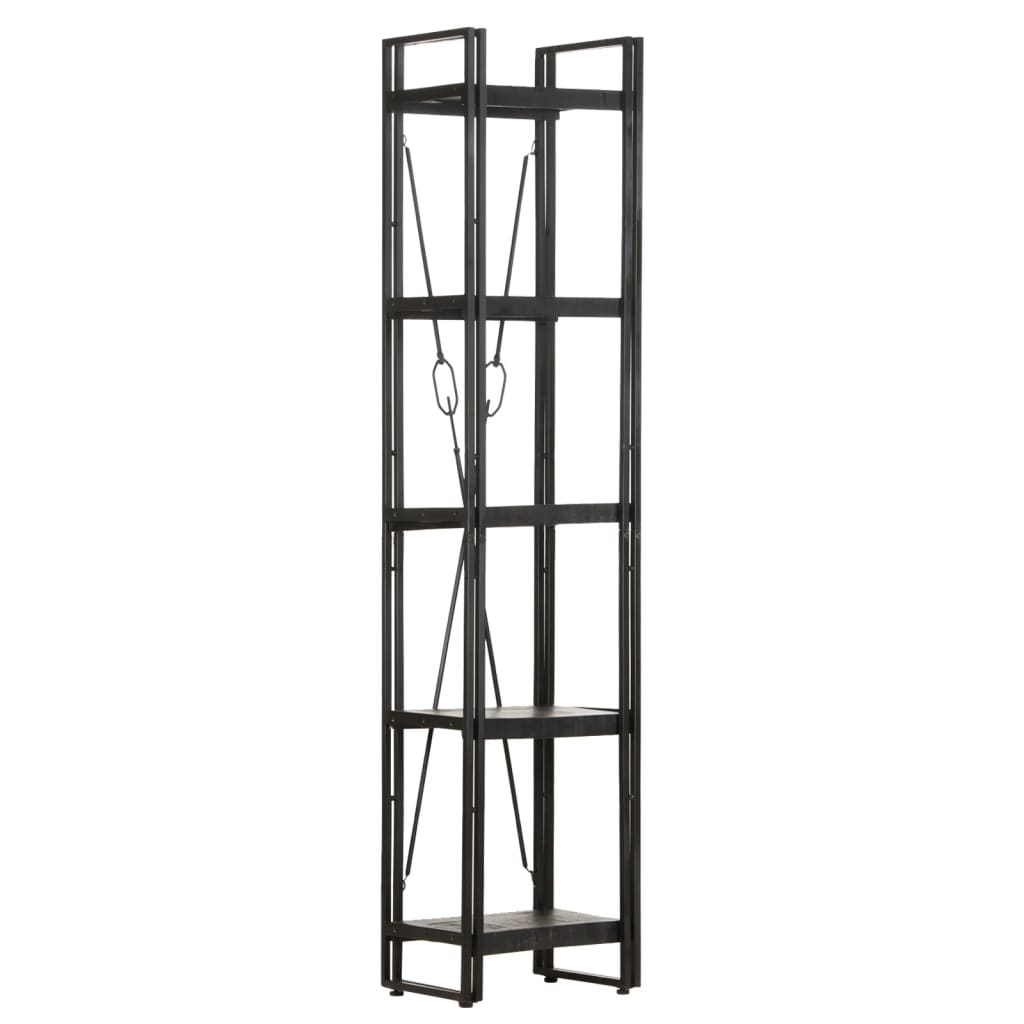 5-Tier Bookcase Black 40x30x180 cm Solid Mango Wood