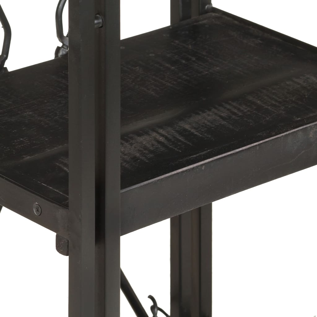 3-Tier Bookcase Black 40x30x80 cm Solid Mango Wood