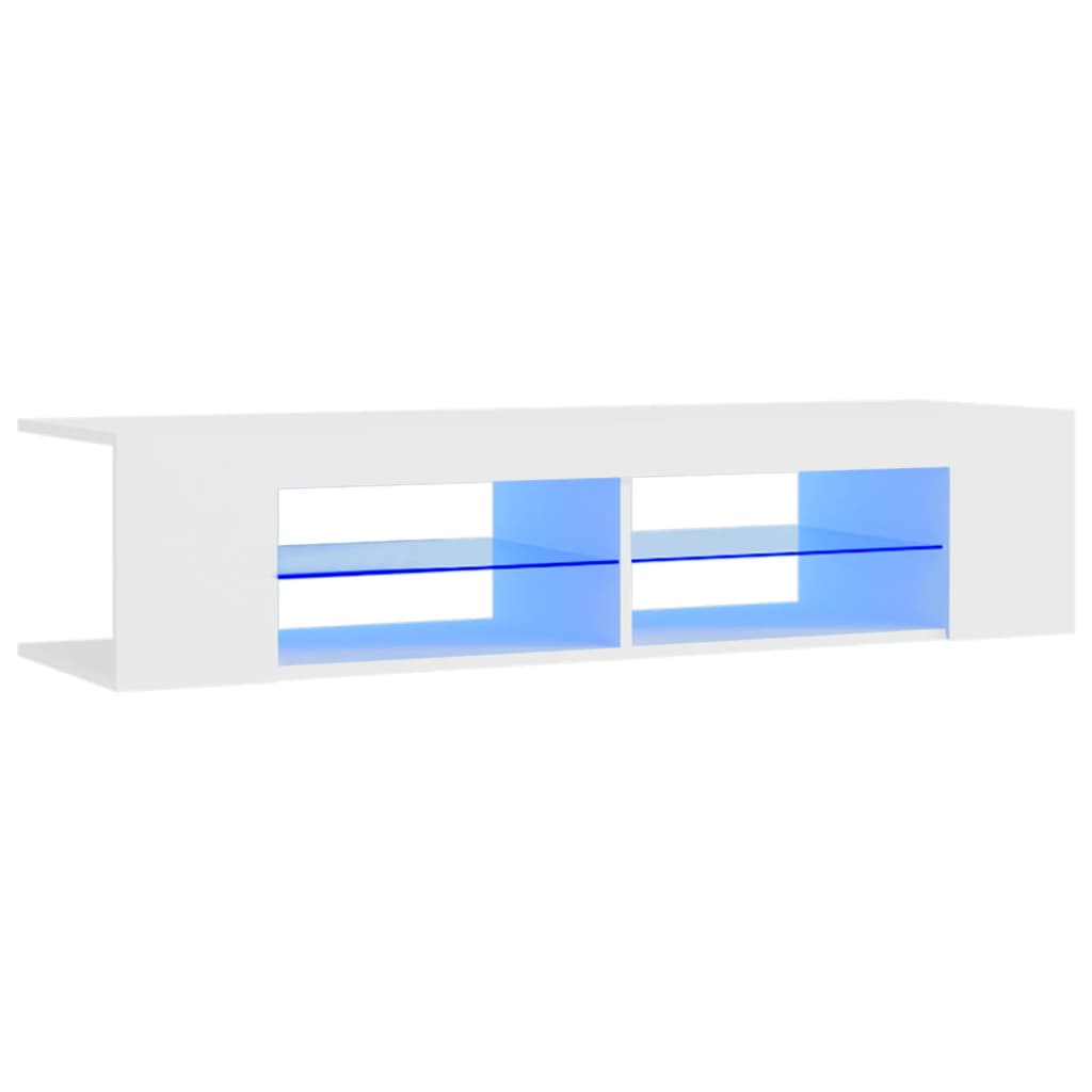 Modern Wooden TV Tele Stand Media Unit Cabinet With LED Lights & Storage Shelves