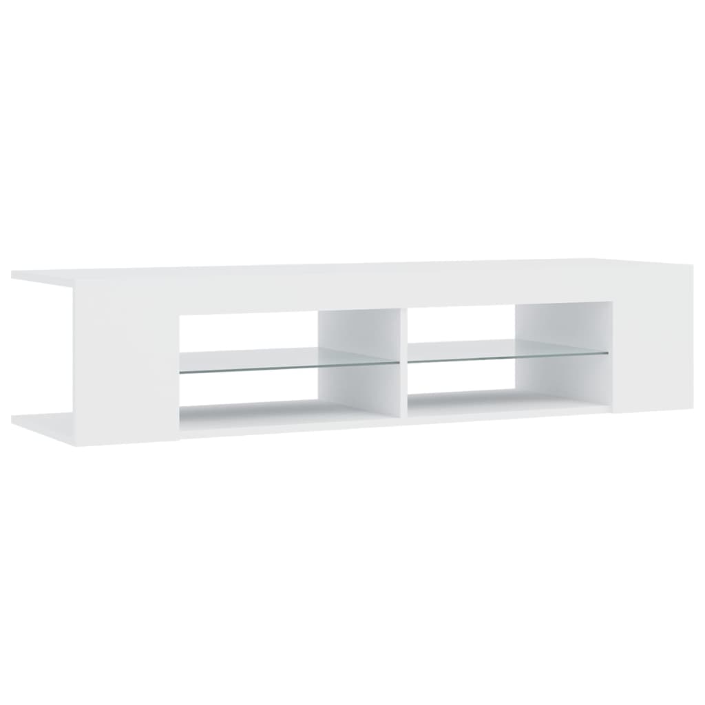 Modern Wooden TV Tele Stand Media Unit Cabinet With LED Lights & Storage Shelves