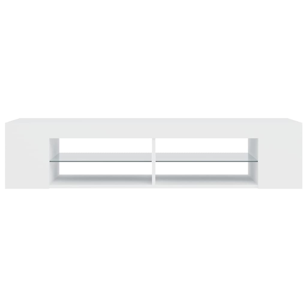 Modern Wooden TV Tele Stand Media Unit Cabinet With LED Lights & Storage Shelves
