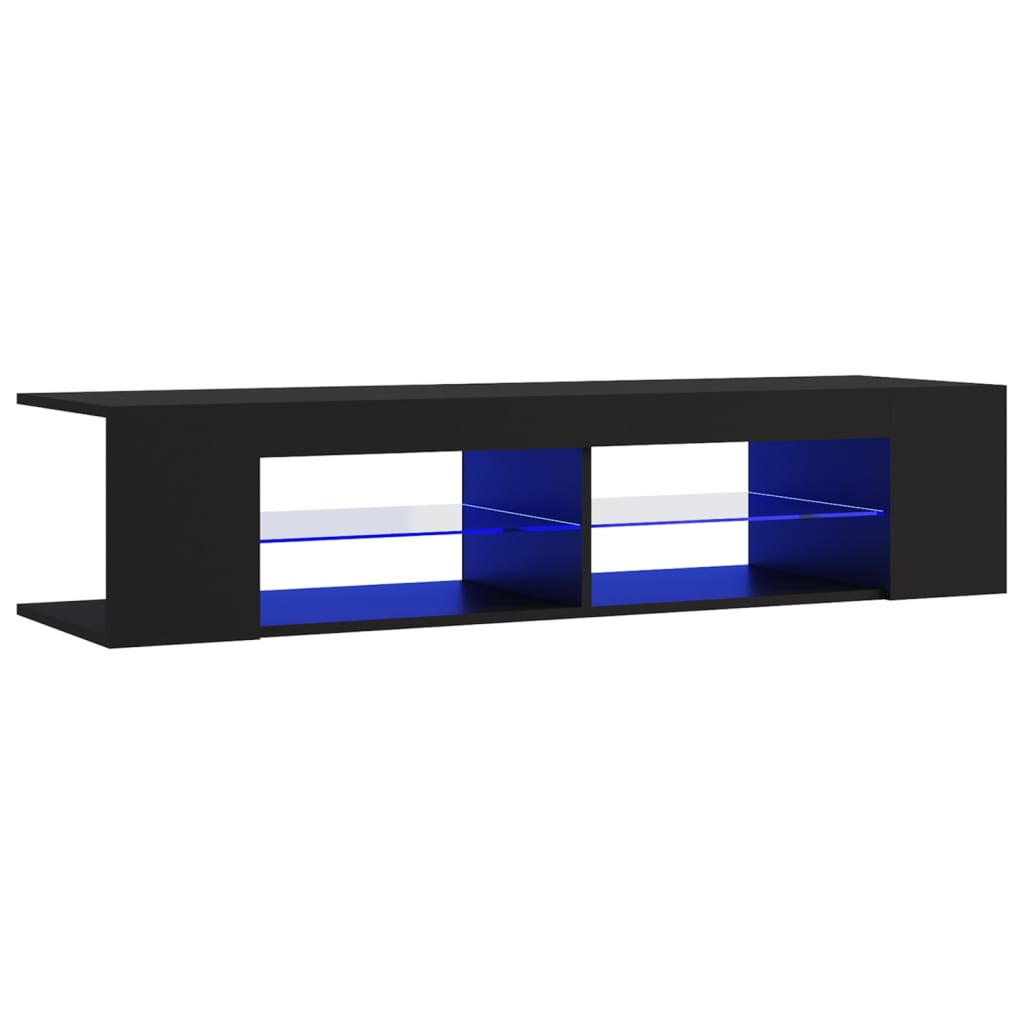 Modern Wooden TV Tele Stand Media Unit Cabinet With LED Lights & Storage Shelves