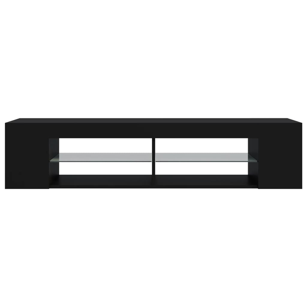 Modern Wooden TV Tele Stand Media Unit Cabinet With LED Lights & Storage Shelves