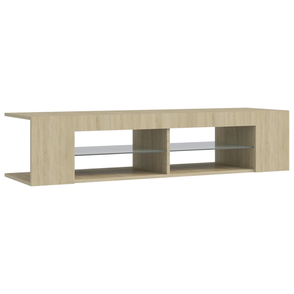 Modern Wooden TV Tele Stand Unit Cabinet With LED Lights & Storage Shelf