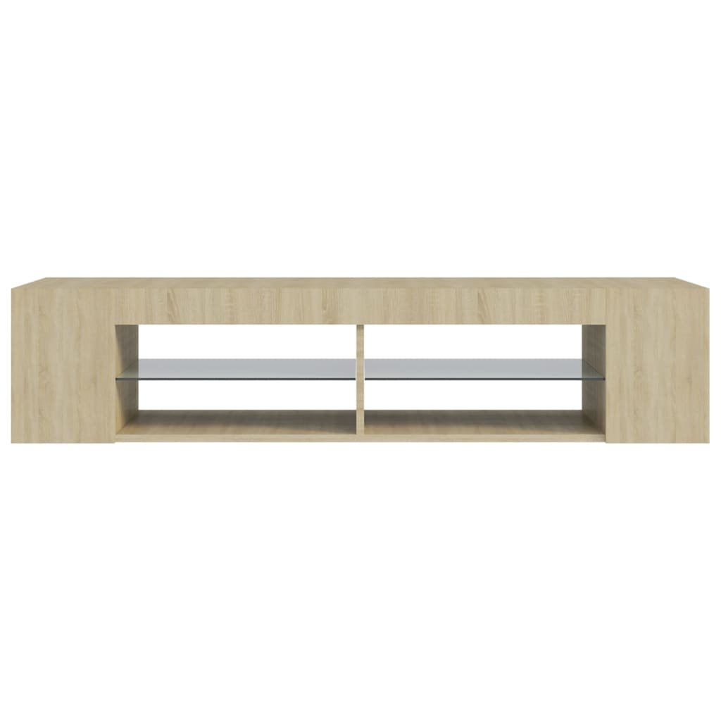 Modern Wooden TV Tele Stand Media Unit Cabinet With LED Lights & Storage Shelves