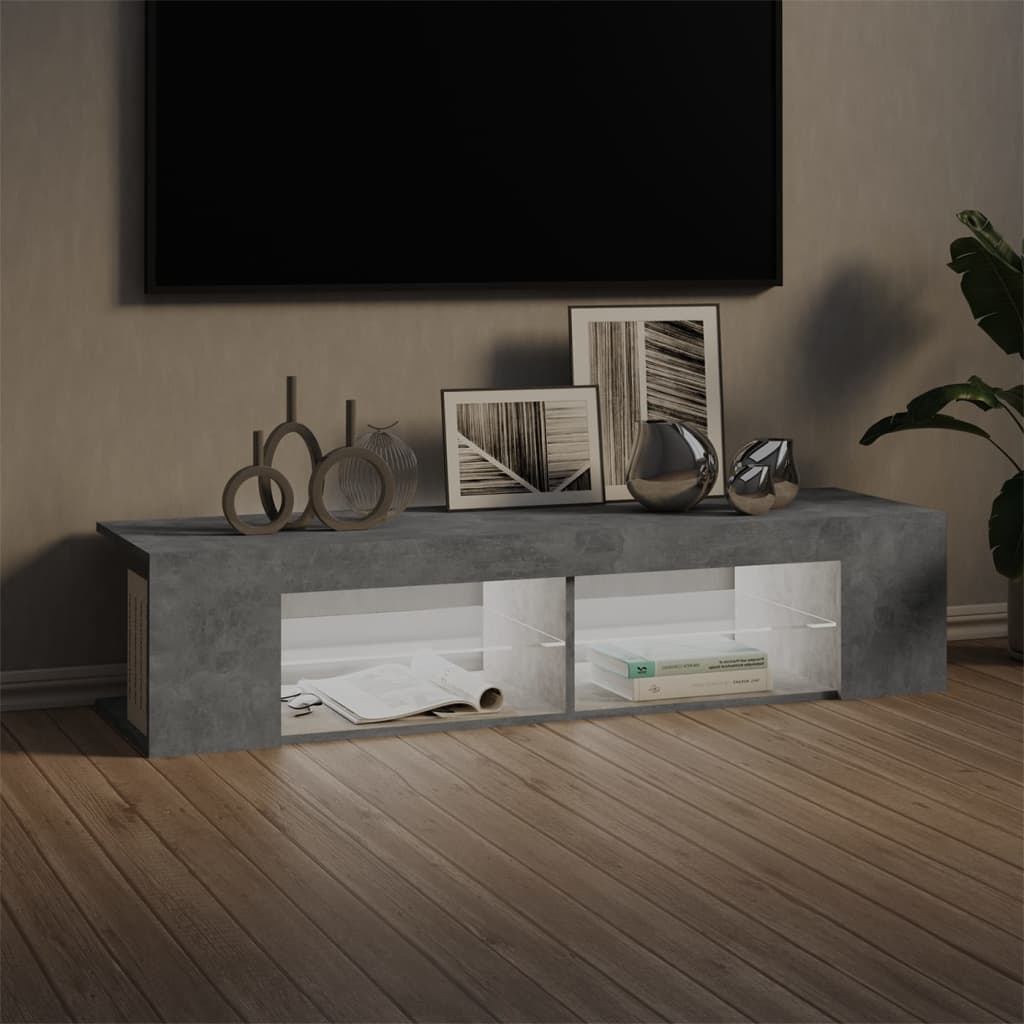 Modern Wooden TV Tele Stand Media Unit Cabinet With LED Lights & Storage Shelves