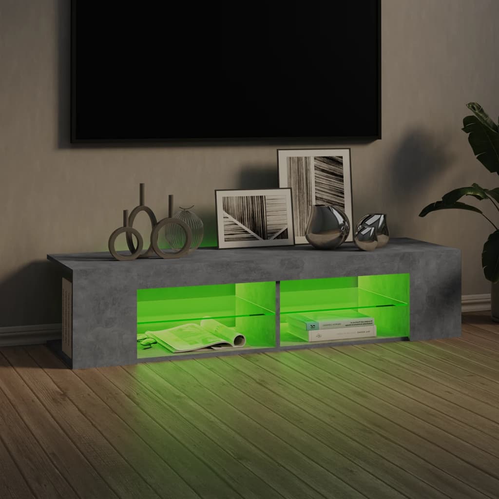 Modern Wooden TV Tele Stand Media Unit Cabinet With LED Lights & Storage Shelves