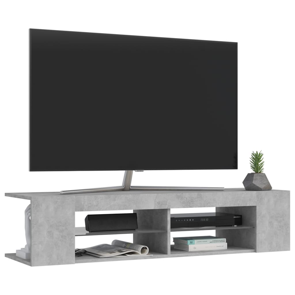 Modern Wooden TV Tele Stand Media Unit Cabinet With LED Lights & Storage Shelves